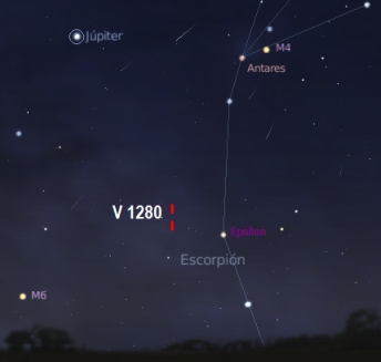 Nova de magnitud 3,8 en la constelación de Scorpio